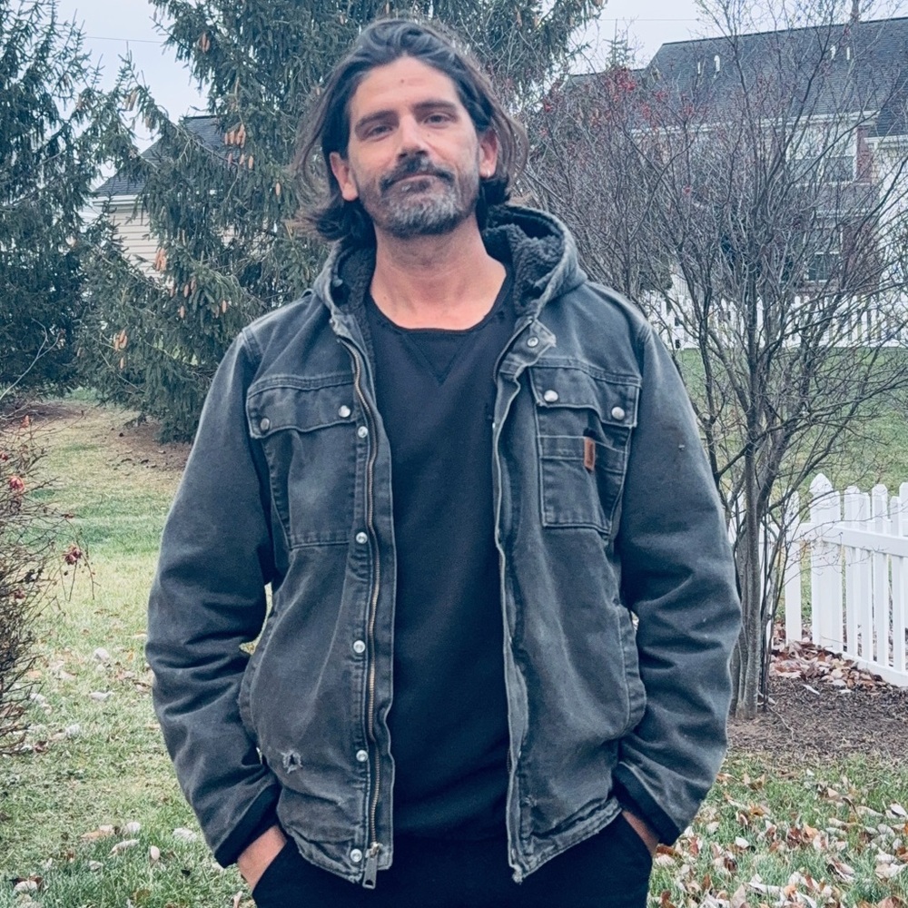 Vintage Distressed Carhartt Men's Dark Gray Hooded Jacket